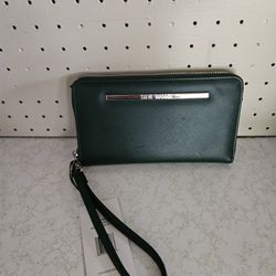 Ladies New Evergreen Color Wallet W Wristlet Handle