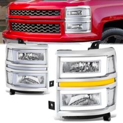 14-15 Chevrolet Silverado LED DRL Headlights Luces N Micas Calaveras Faros Faroles Focos Headlamps Chevy