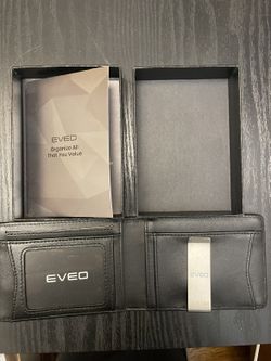 EVEO Men's AirTag Wallet — Black Leather Bifold