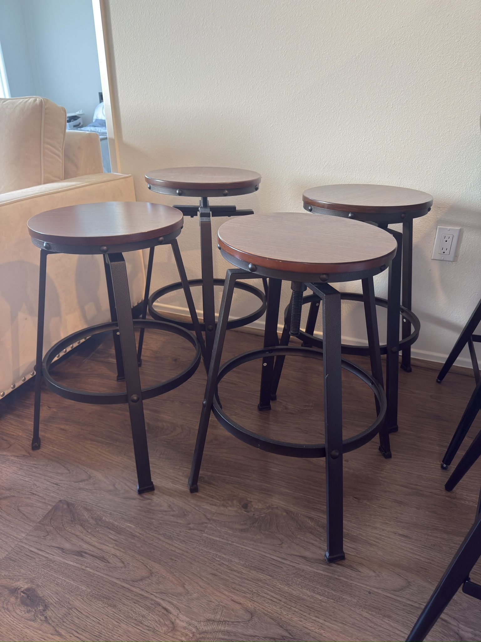 Adjustable Wooden Bar Stools X 4