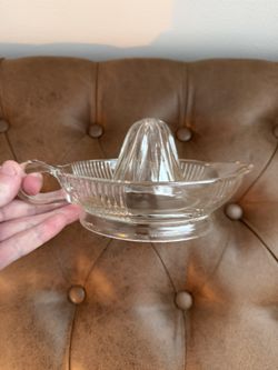 Vintage clear, glass hand juicer