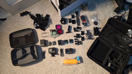 GoPro HERO 10 Black + HERO 5 Black Bundle w/ Accessories & Batteries