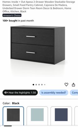 Black 2 Drawer Storage