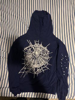 Arachnophobia Spider Web Graphic Hoodie Navy