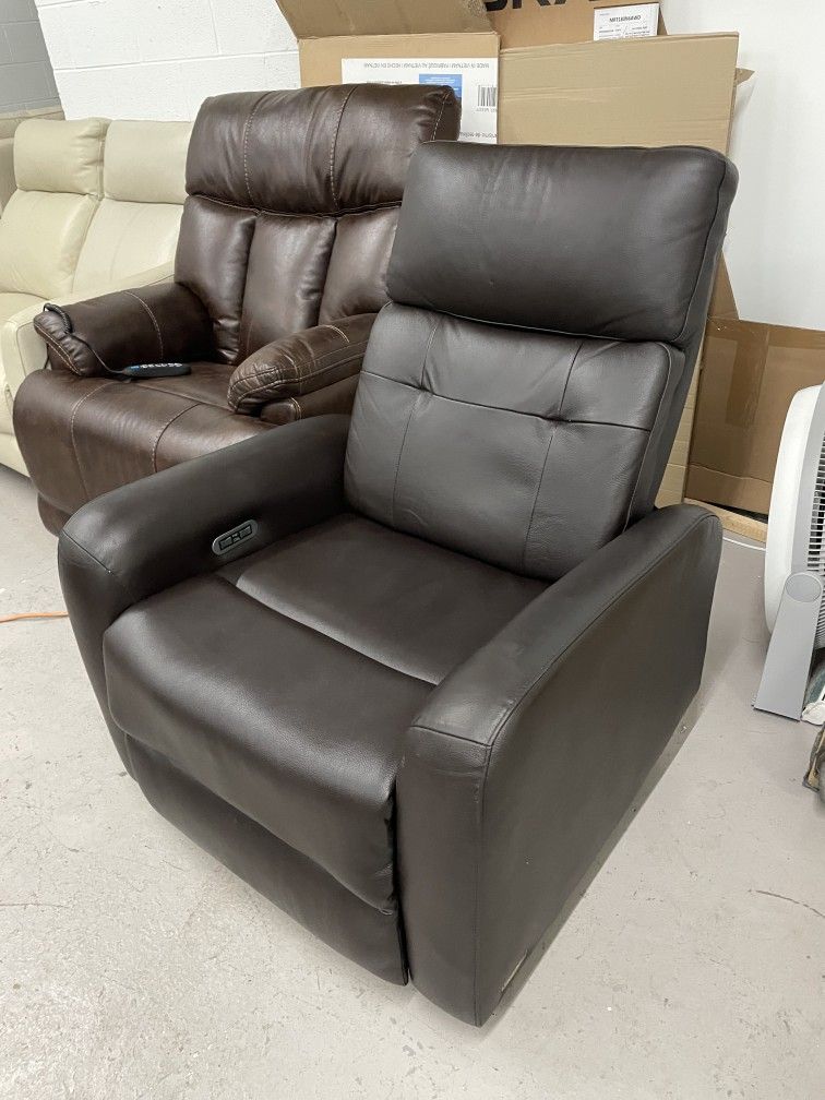 Black leather power recliner chair