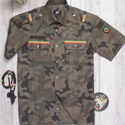 Camo Shirt With Rasta Patches And Can Add More $40