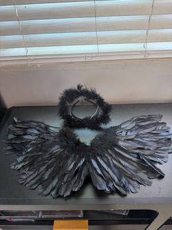 Black Feather Angel Wings and Halo Set
