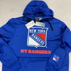 New York Rangers NHL blue hoodie with logo on sleeve wrist - Moisture Wicking - Brand New with original tags