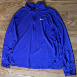 Nike Men's Running Pullover Dri-Fit 3/4 Zip Long Sleeve Shirt Royal Blue Size2XL