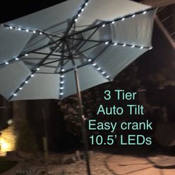 Open Box New 10.5’ 3 Tier Aqua Patio Umbrella & 40# Stand