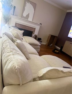 111'' Sectional Cloud Deep Seat Couch, U Shaped Sectional Sofa  with 2 Movable Ottoman, B