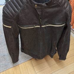 BILT Alder 2 Leather Motorcycle Jacket (BROWN) - Used 