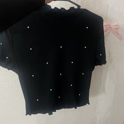 black Shirt with Pearls