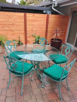 Glass patio dining table with chairs