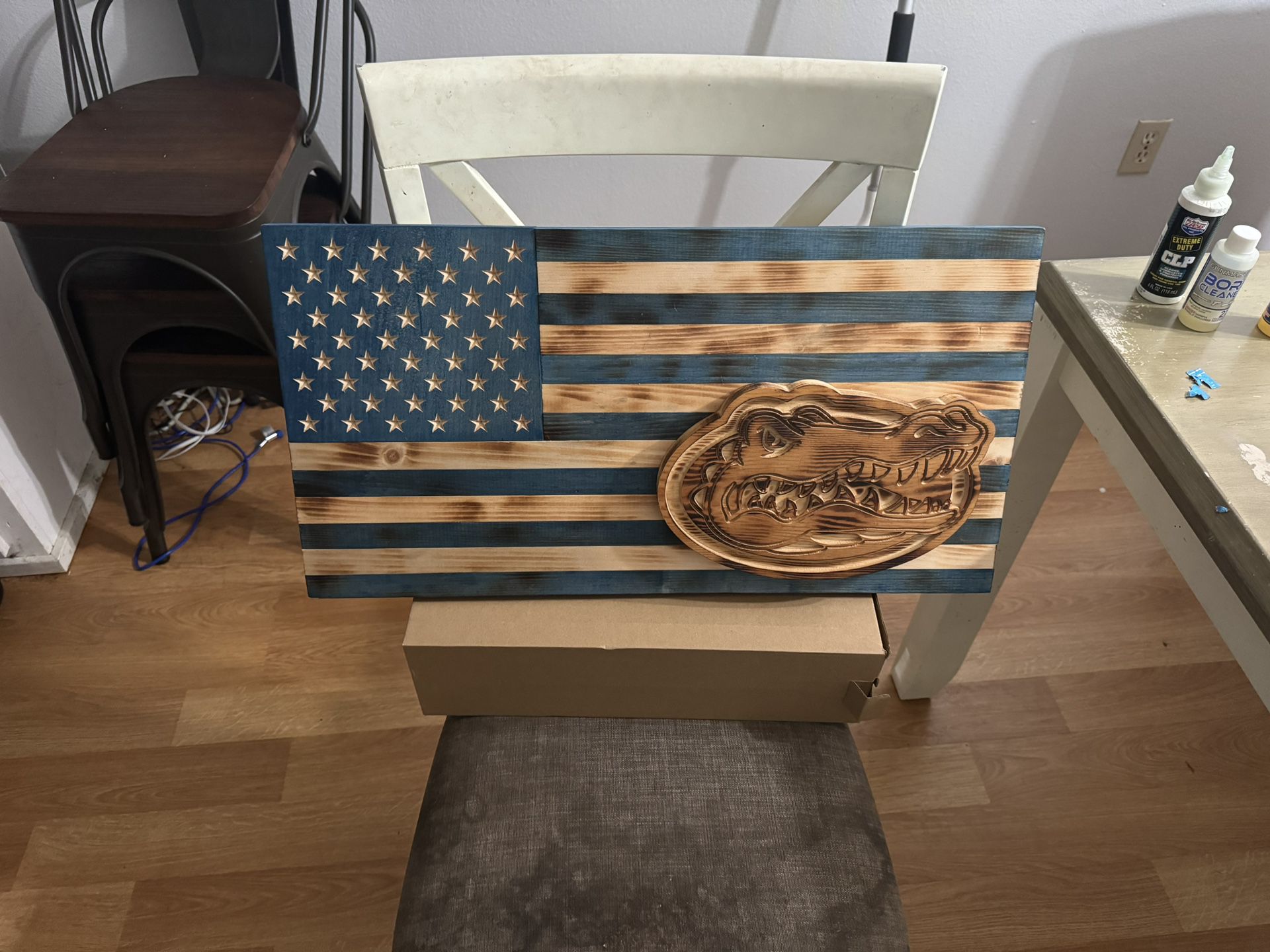 Custom American /gator Flag Wood Sign 