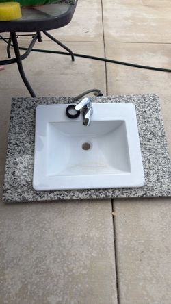 Single Marble bathroom sink, faucet included