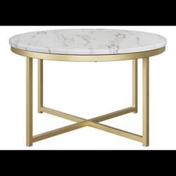 Round Faux Marble Round Coffee Table 