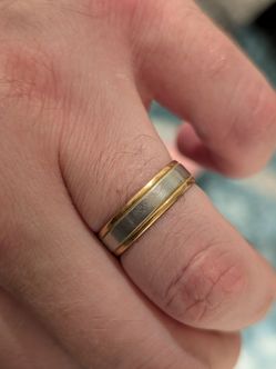 Men's Hammered Milgrain 6mm Wedding Band 18K Gold 950 Platinum 5.5 Grams 9.75 Ring