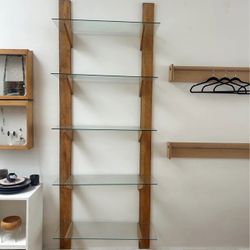 wood glass wall shelf 