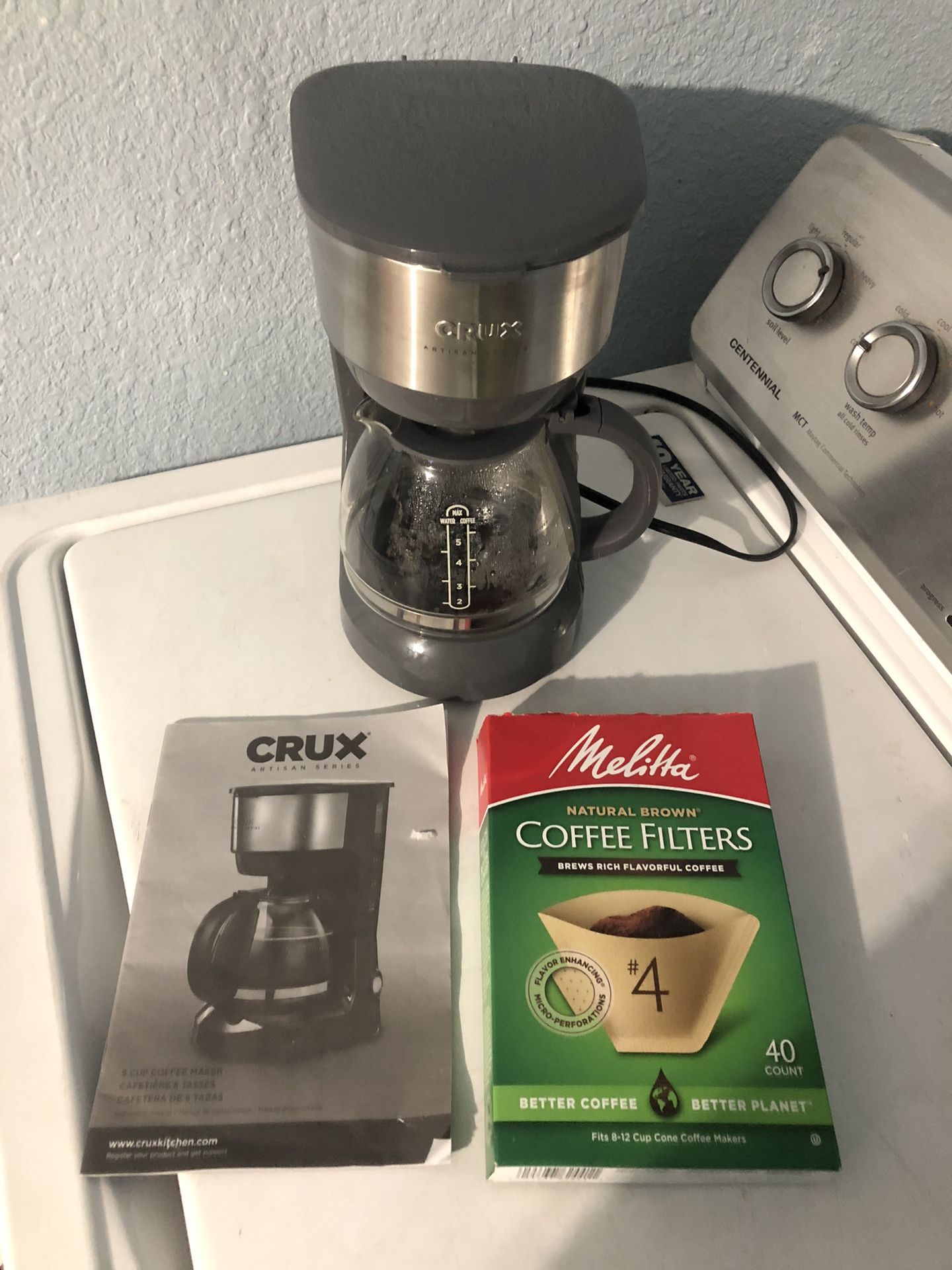 CRUX 5-Cup Coffee Maker & Coffee Filters