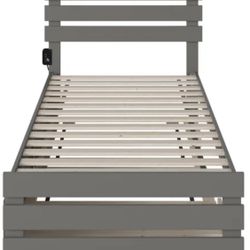 Full-size Bed frame Trundle W/ Charger Port