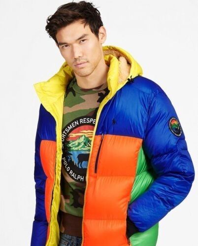 Polo Ralph Lauren Water Repellent MultiColor Down Jacket Neon Size small ( New )