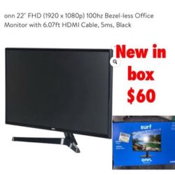 New in box 22” onn monitor $60 cash only east Palmdale Address will be provided when you're ready to come by.. located in east Palmdale off 47th & R