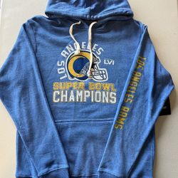 LOS ANGELES RAMS Super Bowl LVI Champions Hoodie Size Men’s Large Blue Hooded Sweatshirt New with Tags NWT LA