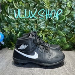 Nike Air Jordan 1 Mid TD Football Cleats Men's Size 8 Black White FJ6805-001