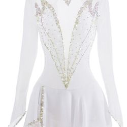 Figure Skating Dress White Bling Girls Size 16 Ice Skating Dress for Sale  in Miami, FL - OfferUp