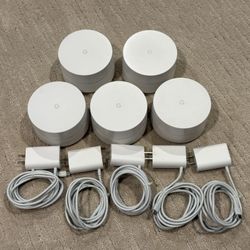 Google Wifi Mesh System (5-Pack) – Complete Setup w/ Power Cables – Whole Home Coverage