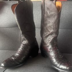 Lucchese 1883 Cowboy Boots Men’s 11D Vintage Leather Western Ostrich Quill
