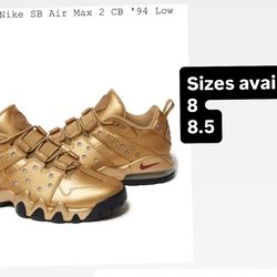 Sizes 8M, 8.5M Supreme®/Nike SB Air Max 2 CB '94 Low Gold