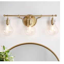 Gold, 3 Piece Vanity Light 