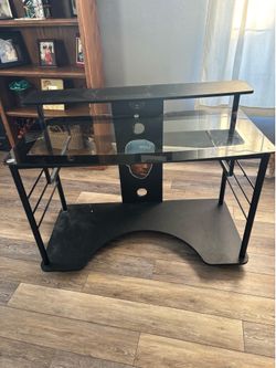 Glass top black computer desk
