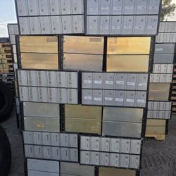 Lot of 150 Vintage Industrial Metal Mailboxes - Stackable Units - AS IS No Keys