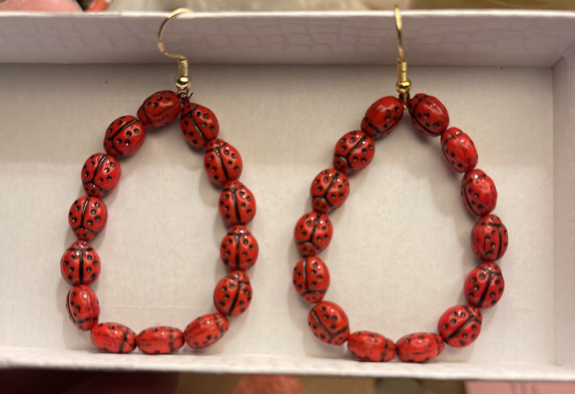 Adorable Glass Ladybug Earrings New And artisan Made