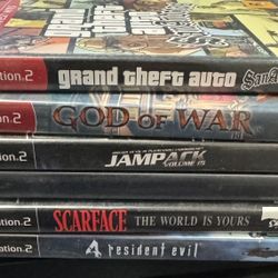 6 PlayStation 2 Games (ps2 Games: Scarface,GOW,GTA)