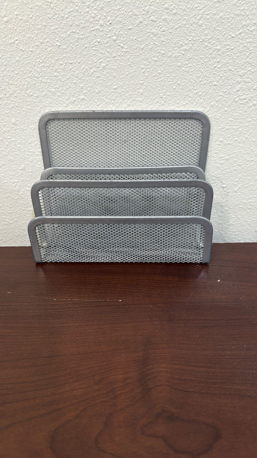wire mesh desk organizer, gray, 3 dividers