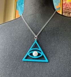 Blue Pyramid Pendant Necklace