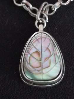 VTG.ABALONE& FLOWER CHARMED SILVER BRACELET