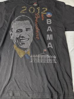 2012 Obama For President Rhinestone Studded T-Shirt Medium