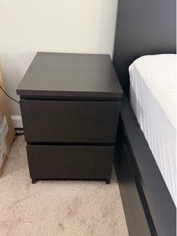 2-Drawer Nightstands – Matching Pair – Black-Brown – Like New