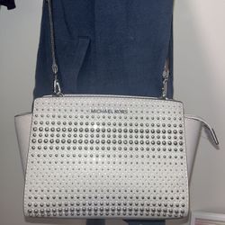 Michael Kors Studded Selma Grey Crossbody 