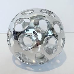 6” Shiny Silver Metallic Orb Decorative Ball Home Decor Accent