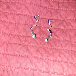 Native Sterling Multi Color Twisty Dangly Earrings Signed