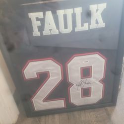 Faulk Autographed Framed Jersey