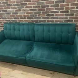 🛋️ Green Velvet Sofa – Modern & Stylish!