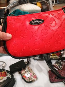 ed hardy purses and coin purse keychains.