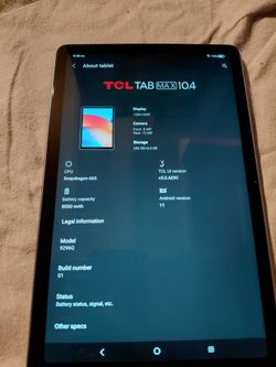 TCL TAB MAX 10.4 Tablet 10.36" 256GB 6GB Gray Unlocked Android Wi-Fi lowest price